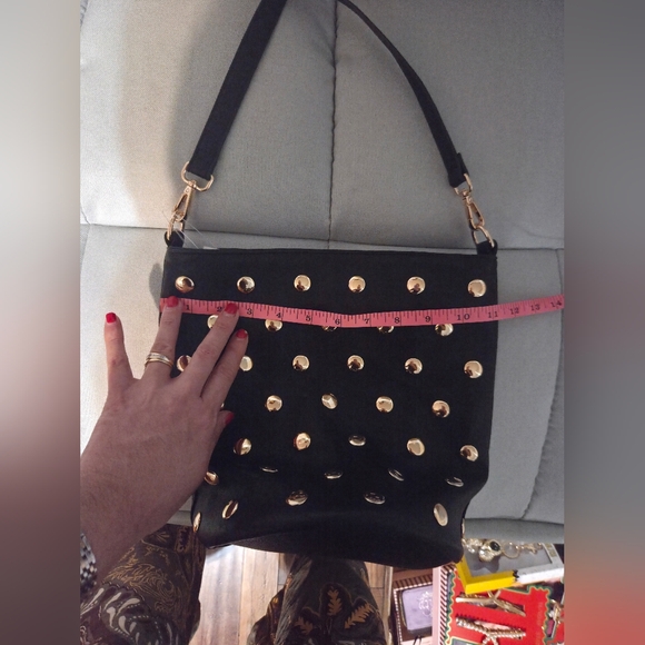 Black & Gold Studded Women's Bag - Picture 3 of 7